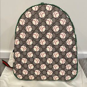 Gucci children Beige/Ebony Baseball Print 433578 Gg Supreme Canvas Backp…